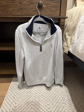 Tailorbyrd Gray Quarter-Zip Pullover with Navy Collar